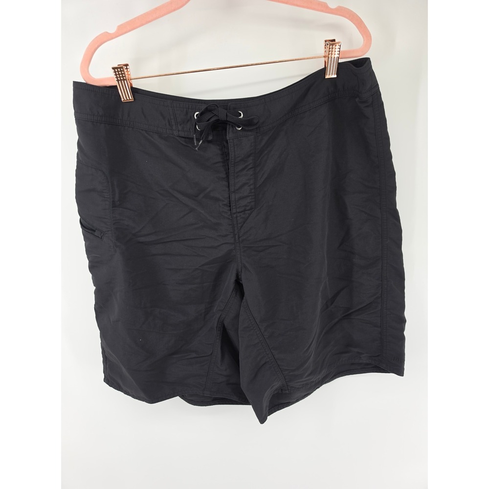 Patagonia Mens 35 Wavefarer Board Shorts Black Nylon Swim Trunks Side Pocket